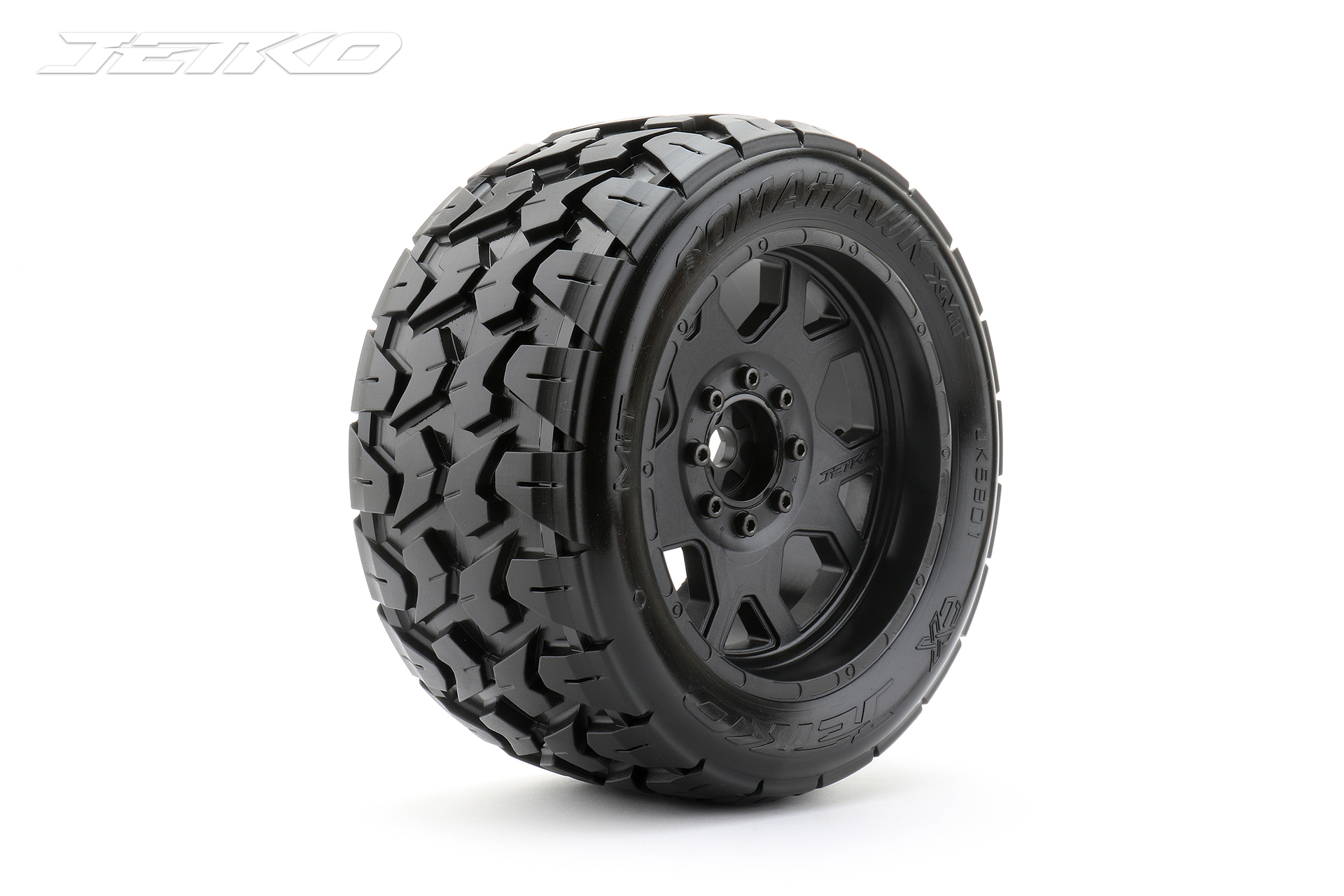 Pneus Jetko EX Tomahawk XMT toiles  jante TRX Xmaxx Kraton noire (2)