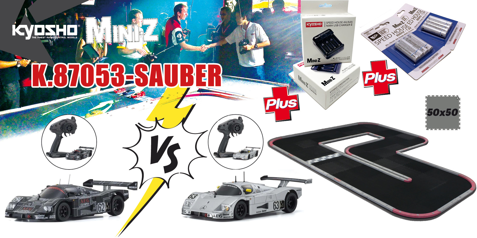 Kyosho Grand Prix Circuit 50 Mini-Z Mercedes Sauber LM ReadySet