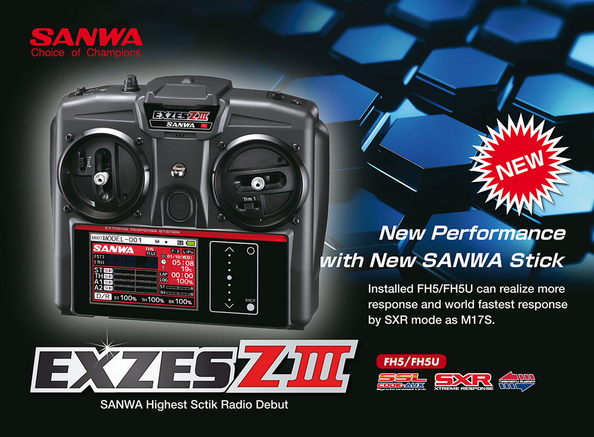 Radio Sanwa Exzes Z3 FH5 récepteur RX493i et LIPO TX installé