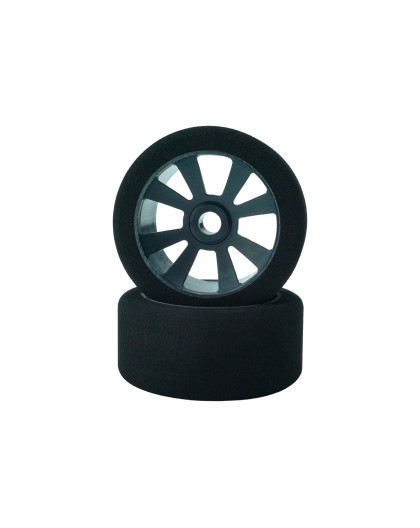 Pneus PanCar 1/10 Avant 35 Shore sur jantes noires (2)