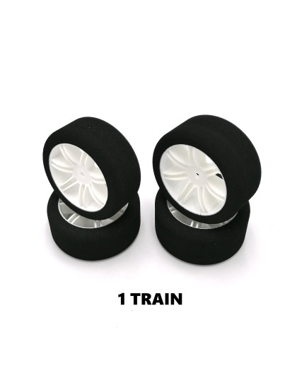 1 train pneus piste 1/10 jantes blanches FFVRC
