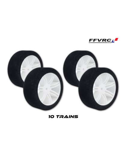 10 trains pneus piste 1/10 jantes blanches FFVRC