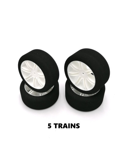 5 trains pneus piste 1/10 jantes blanches FFVRC